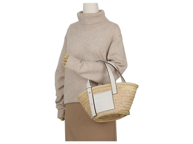 Loewe Palm Leaf Basket Small Leder Tote Bag Weiß - Ansicht 13