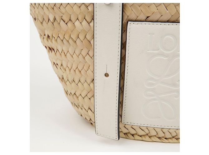Loewe Palm Leaf Basket Small Leder Tote Bag Weiß - Ansicht 3