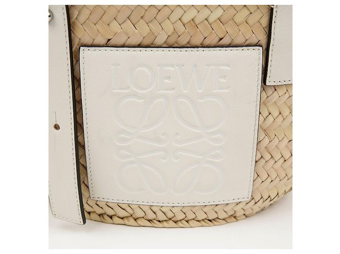 Loewe Palm Leaf Basket Small Leder Tote Bag Weiß - Ansicht 4