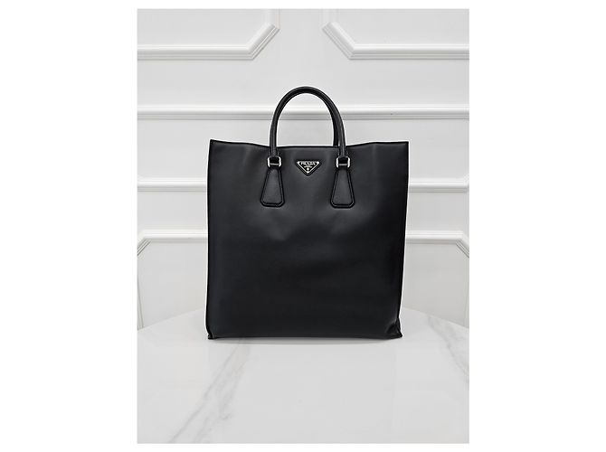 Tote Prada Sac cabas en cuir avec logo triangle - vue 2