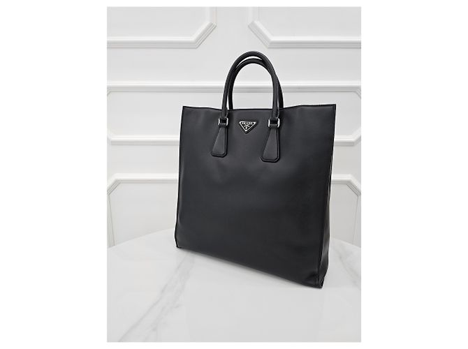 Tote Prada Sac cabas en cuir avec logo triangle - vue 3