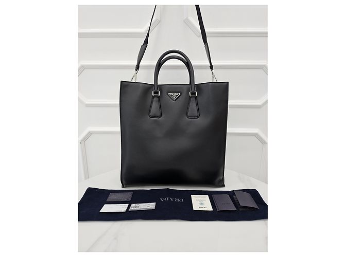 Tote Prada Sac cabas en cuir avec logo triangle - vue 8