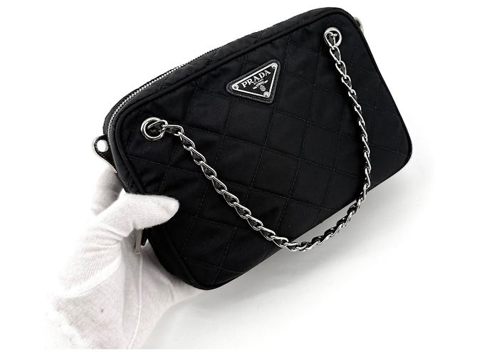Prada Borsa a tracolla Tessuto Nylon Quilted Chain - vista 2