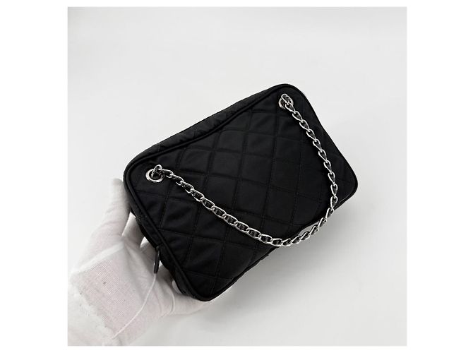 Prada Borsa a tracolla Tessuto Nylon Quilted Chain - vista 3