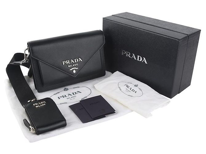 Prada Envelop Mini Saffiano Crossbody-Tasche - Ansicht 8