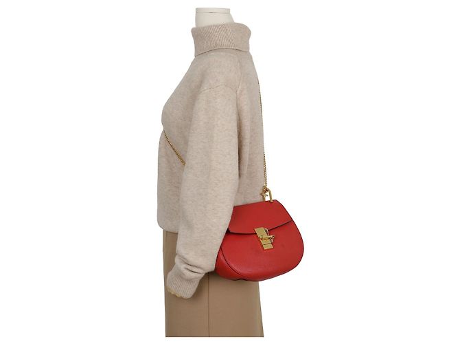 Chloé Bolso de hombro Drew Chain pequeño rojo - vista 10