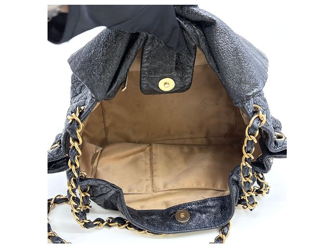 Borsa a spalla con catena Chanel in pelle oro - vista 10