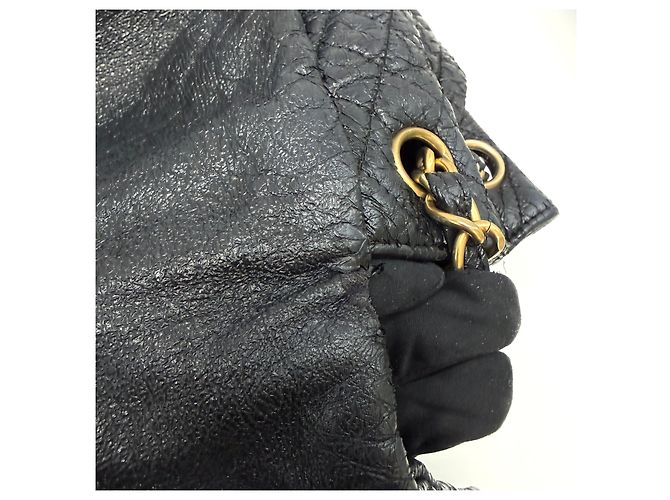 Borsa a spalla con catena Chanel in pelle oro - vista 11