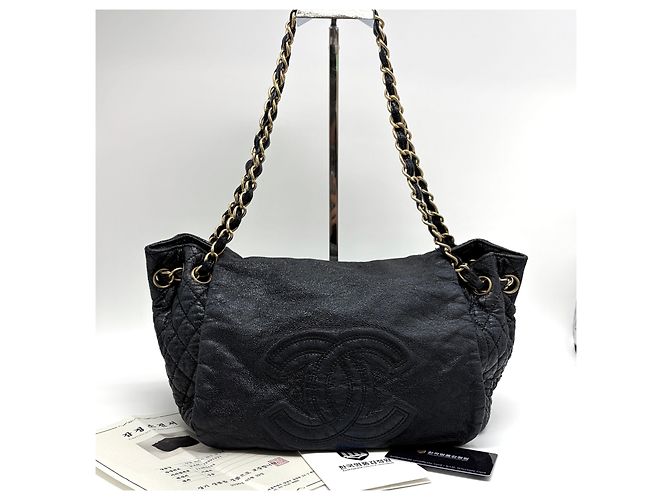 Borsa a spalla con catena Chanel in pelle oro - vista 3
