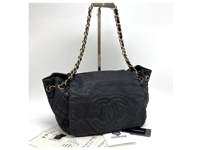 Borsa a spalla con catena Chanel in pelle oro - vista 4