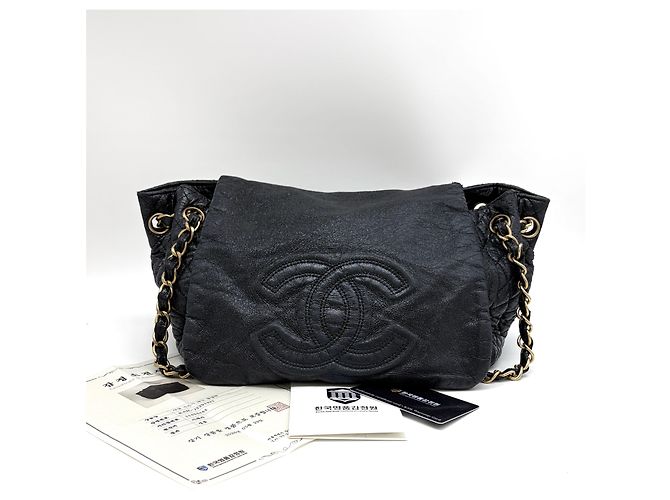Borsa a spalla con catena Chanel in pelle oro - vista 6