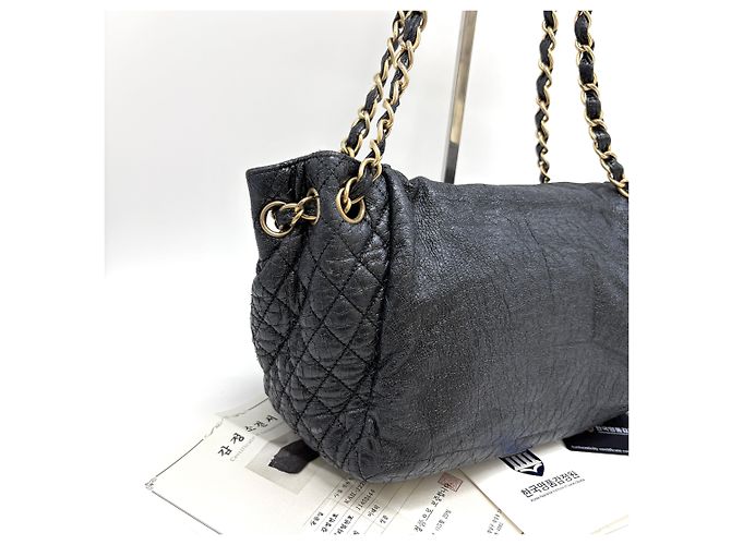 Borsa a spalla con catena Chanel in pelle oro - vista 7