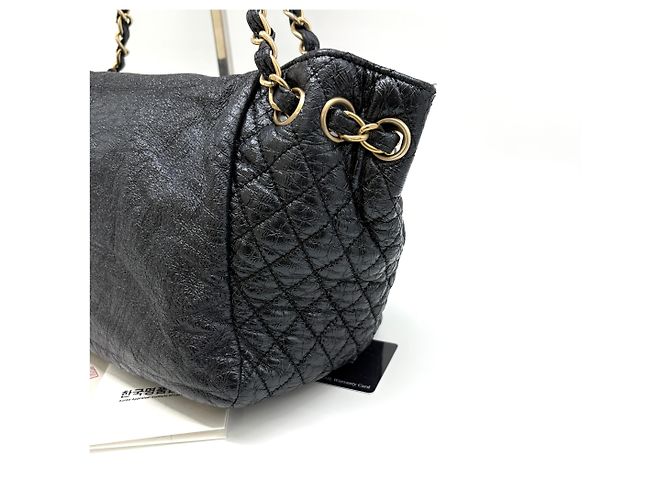Borsa a spalla con catena Chanel in pelle oro - vista 8