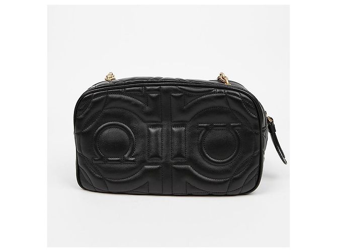 Salvatore Ferragamo Borsa a Tracolla Gancini Camera Nero Oro - vista 4