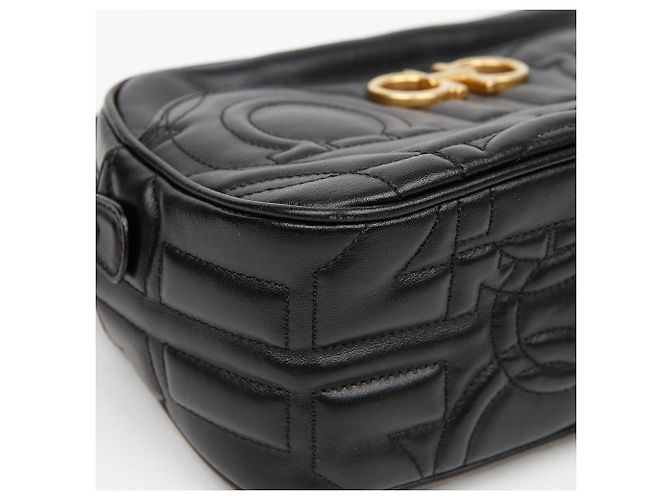 Salvatore Ferragamo Borsa a Tracolla Gancini Camera Nero Oro - vista 7