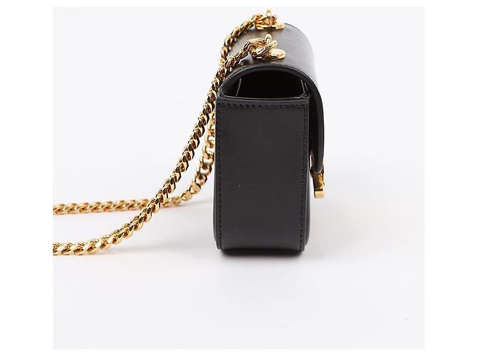 Céline Mini Clutch a Catena in Vitello Lucido Nero Borsa a Tracolla - vista 4
