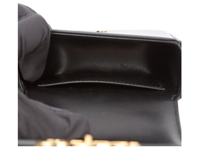 Céline Mini Clutch a Catena in Vitello Lucido Nero Borsa a Tracolla - vista 8