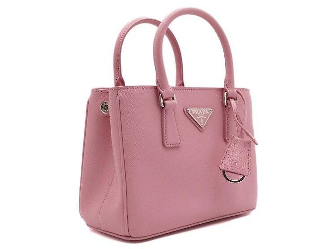 Prada Mini Tote e Borsa a Tracolla in Rosa con Logo - vista 3