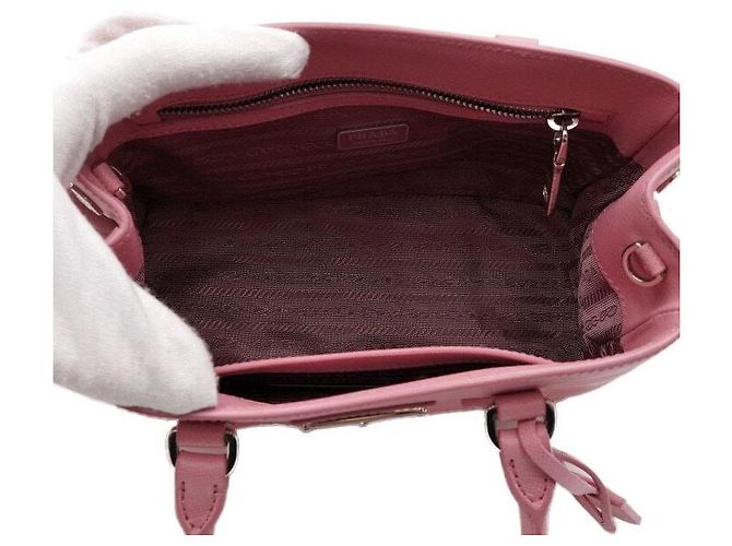 Prada Mini Tote e Borsa a Tracolla in Rosa con Logo - vista 5