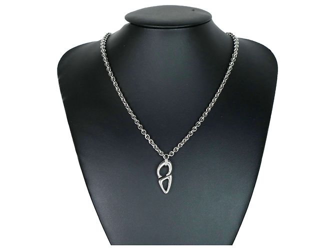 Collana Dior con pendente CD marrone metallo - vista 4