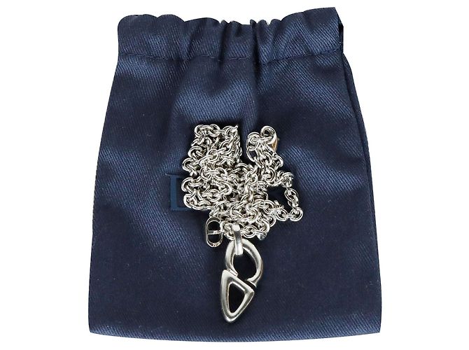 Collana Dior con pendente CD marrone metallo - vista 6