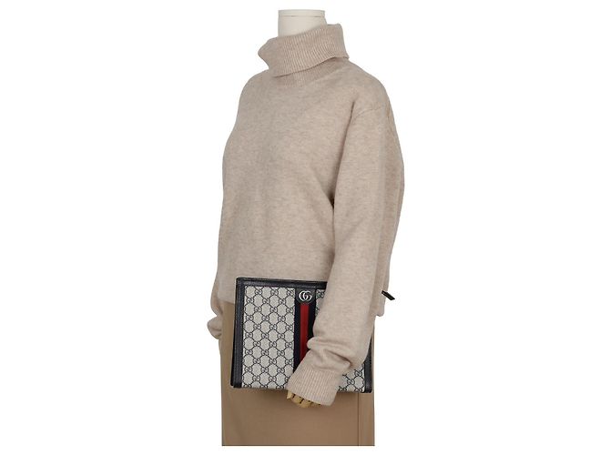 Pochette Gucci Ophidia Marrone in Tela - vista 11