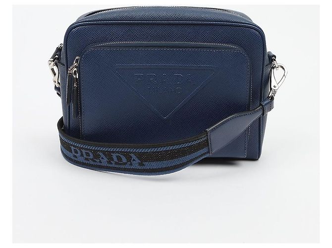 Prada Borsa a tracolla in pelle Saffiano Blue - vista 2