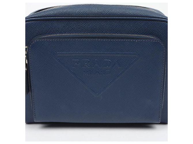 Prada Borsa a tracolla in pelle Saffiano Blue - vista 3