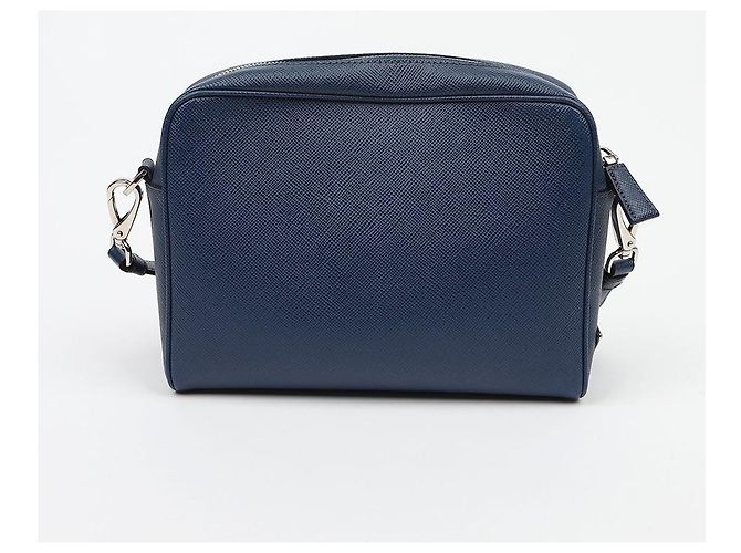 Prada Borsa a tracolla in pelle Saffiano Blue - vista 4