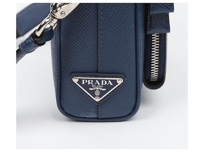 Prada Borsa a tracolla in pelle Saffiano Blue - vista 6