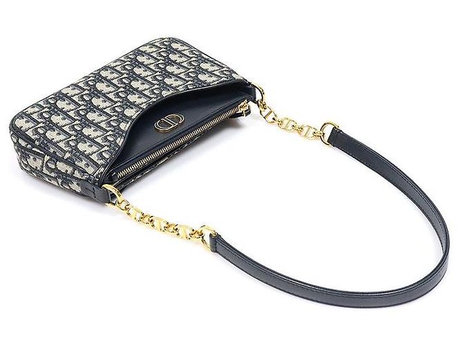 Dior Borsa a spalla Mini Hobo Avenue Montaigne in jacquard Oblique blu - vista 3