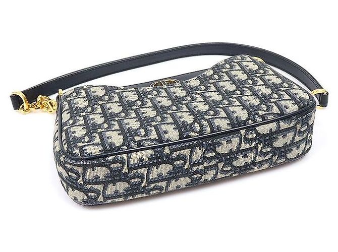 Dior Borsa a spalla Mini Hobo Avenue Montaigne in jacquard Oblique blu - vista 4