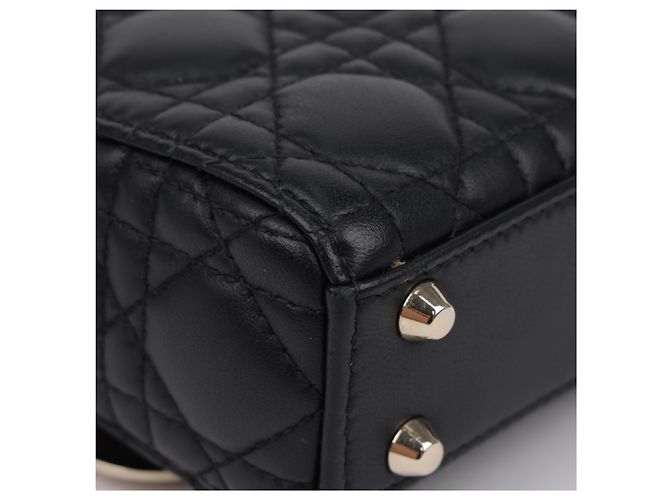 Dior Bolsa Lady Micro Black Cannage Lambskin - vista 11