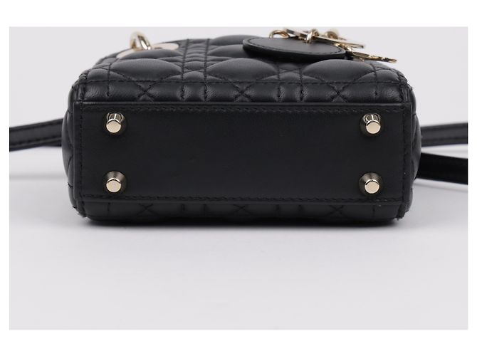 Dior Bolsa Lady Micro Black Cannage Lambskin - vista 6