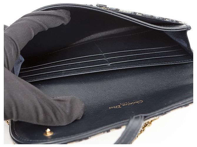 Dior Carteira longa Saddle em jacquard Oblique azul - vista 12