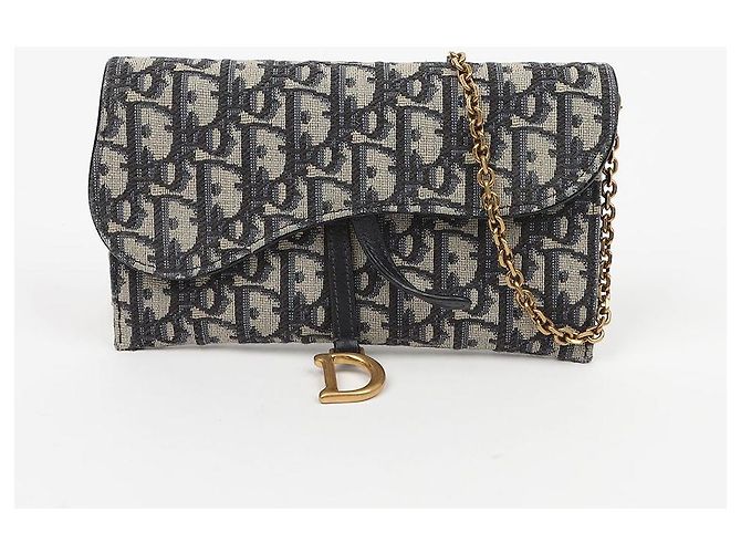 Dior Carteira longa Saddle em jacquard Oblique azul - vista 2