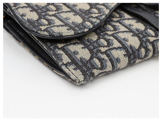 Dior Carteira longa Saddle em jacquard Oblique azul - vista 7