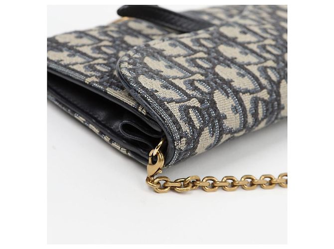 Dior Carteira longa Saddle em jacquard Oblique azul - vista 8