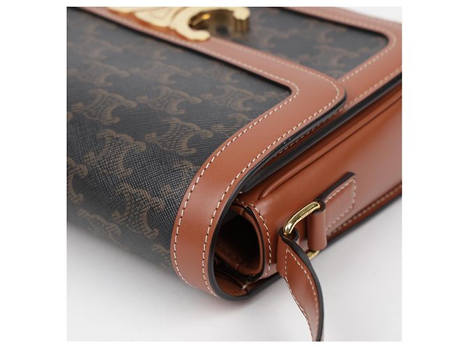 Céline Borsa a tracolla Classic Triomphe Canvas Tan - vista 10