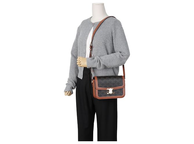 Céline Borsa a tracolla Classic Triomphe Canvas Tan - vista 19