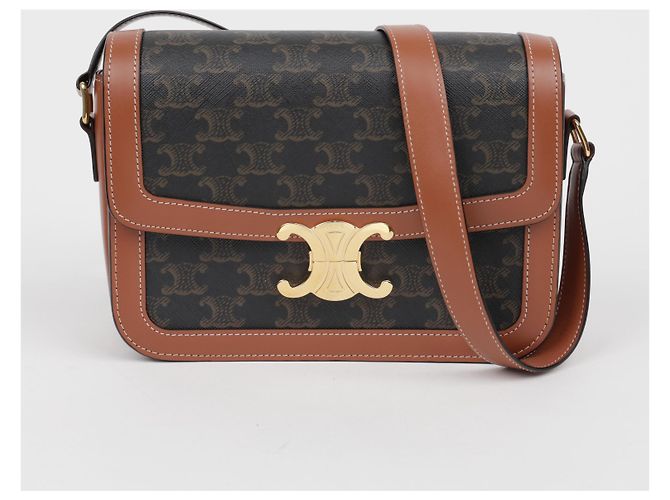 Céline Borsa a tracolla Classic Triomphe Canvas Tan - vista 2