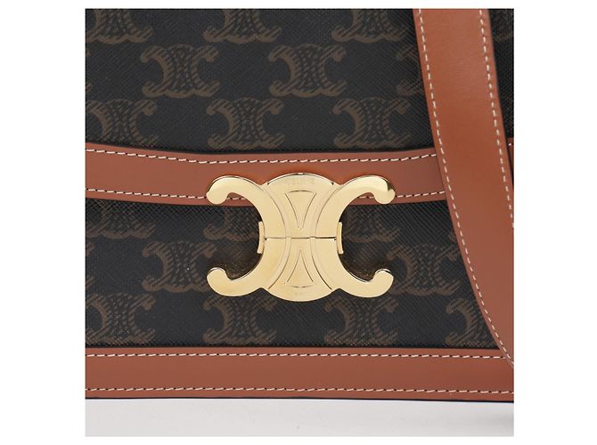 Céline Borsa a tracolla Classic Triomphe Canvas Tan - vista 3