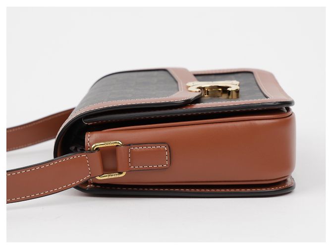 Céline Borsa a tracolla Classic Triomphe Canvas Tan - vista 5