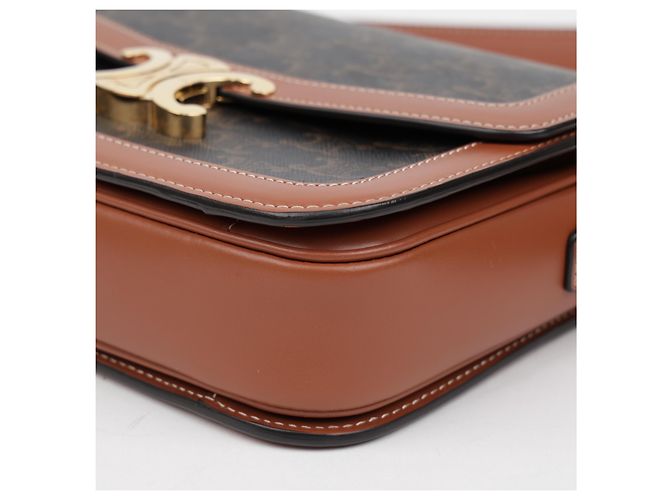 Céline Borsa a tracolla Classic Triomphe Canvas Tan - vista 8
