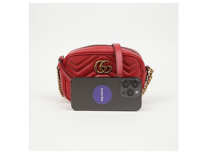 Gucci Mini Borsa a Tracolla GG Marmont Matelassé Rossa - vista 7
