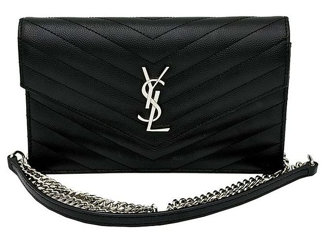 Autre Marque Borsa a tracolla Monogram Envelope Cassandra WOC Black Gold Chain - vista 2
