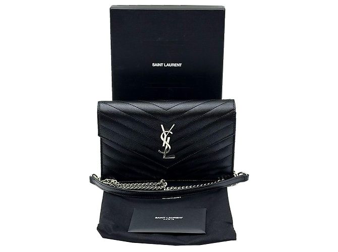 Autre Marque Borsa a tracolla Monogram Envelope Cassandra WOC Black Gold Chain - vista 3