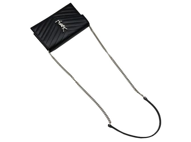 Autre Marque Borsa a tracolla Monogram Envelope Cassandra WOC Black Gold Chain - vista 6