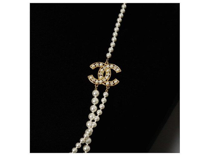 Chanel Collana Lunga da Donna Season Gold Crystal Star CC Pearl - vista 5
