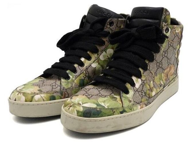 Gucci Sneakers alte GG Canvas Green Bloom - vista 3
